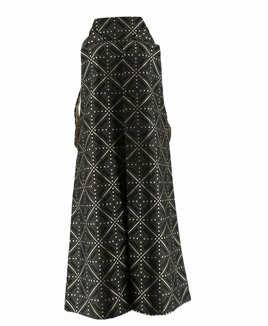 男性用袴単品レンタル(成人式・結婚式・卒業式)黒・金の幾何学模様[身長165cm対応]No.159